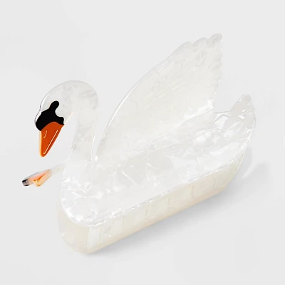 Acrylic Swan Hair Claw Clip - Wild Fable White