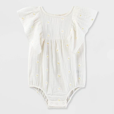 Baby Girls Daisy Embroidered Bubble Romper