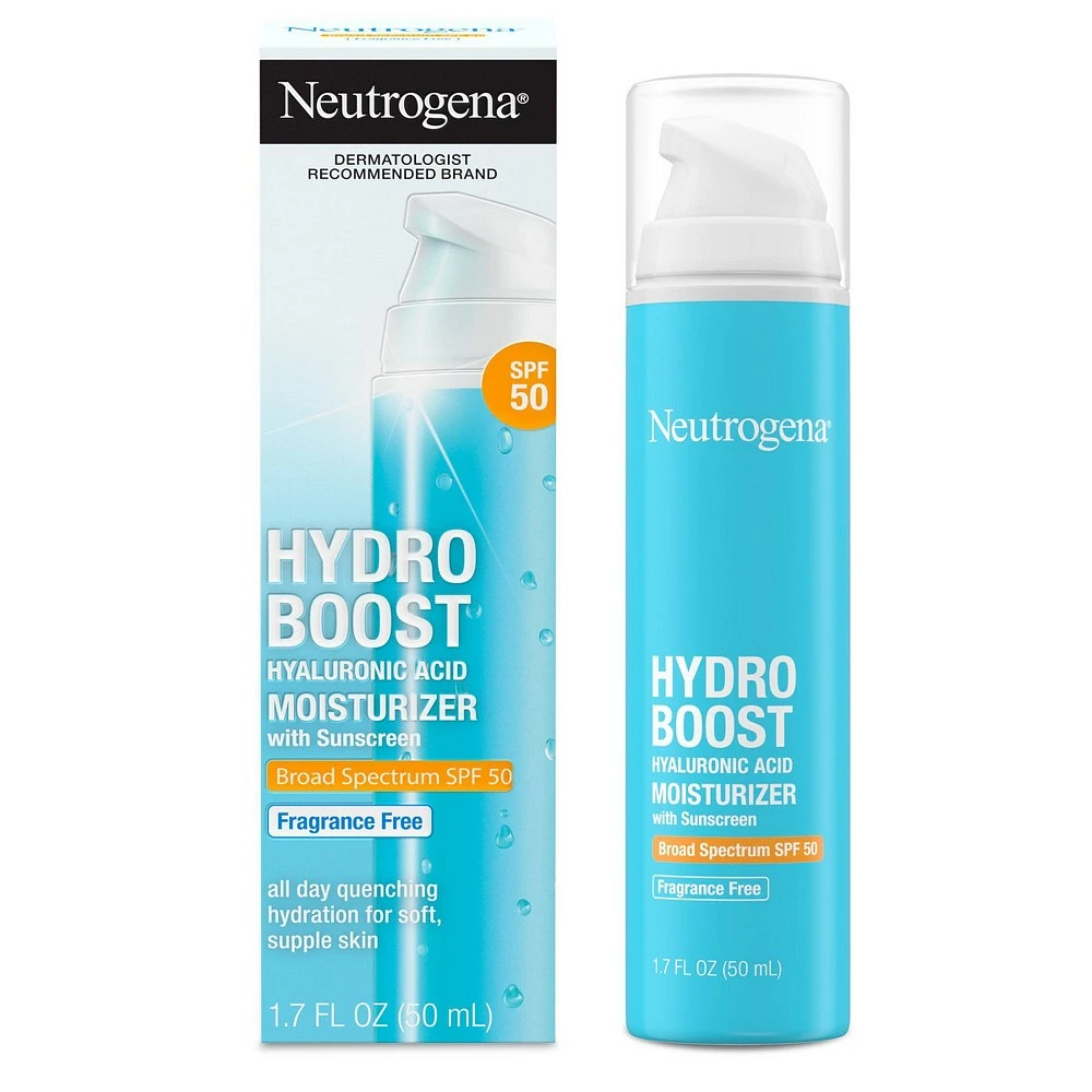 Neutrogena Hydro Boost Hyaluronic Acid Facial Moisturizer to Hydrate & Soothe Dry Skin - Fragrance Free - SPF 50 - 1.7 fl oz