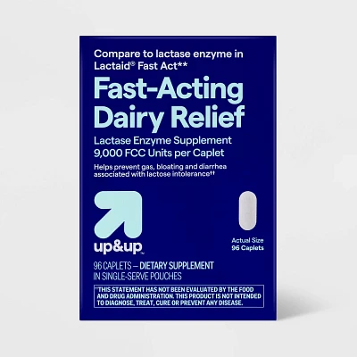 Fast Acting Lactose Dairy Intolerance Treatments Digestive Aid Caplets - 96ct - up&up