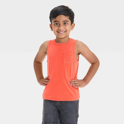 Toddler Boy Pocket Tank Top - Cat & Jack 12M: Blend, Polyeter, Jerey, Crew