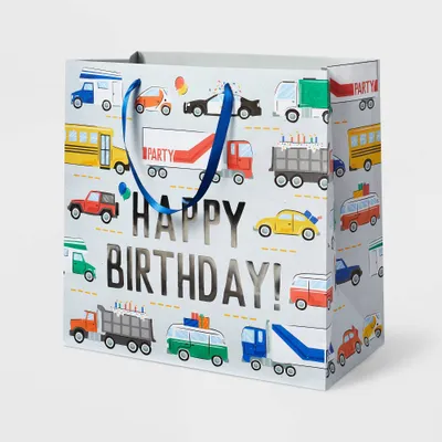 Happy Birthday Vehicles Large Gift Bag - Spritz