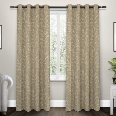 Set of 2 84x52 Kilberry Woven Blackout Grommet Top Window Curtain Panel Natural - Exclusive Home: Energy Efficient, UV Protection, Thermal Insulated