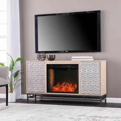 Dernal Electric Fireplace with Media Storage Natural - Aiden Lane