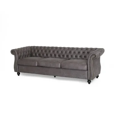 Somerville Chesterfield Sofa Slate: Classic Tufted Design, Nailhead Trim - Christopher Knight Home