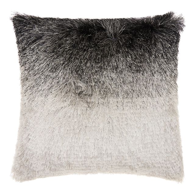 20x20 Oversize Illusion Shag Ombre Square Throw Pillow Black/Silver - Mina Victory: Contemporary Sofa Accent, Indoor Decor