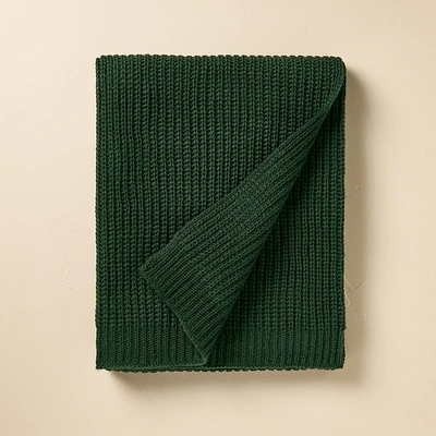 Chunky Sweater Knit Throw Blanket Dark Green - Hearth & Hand with Magnolia