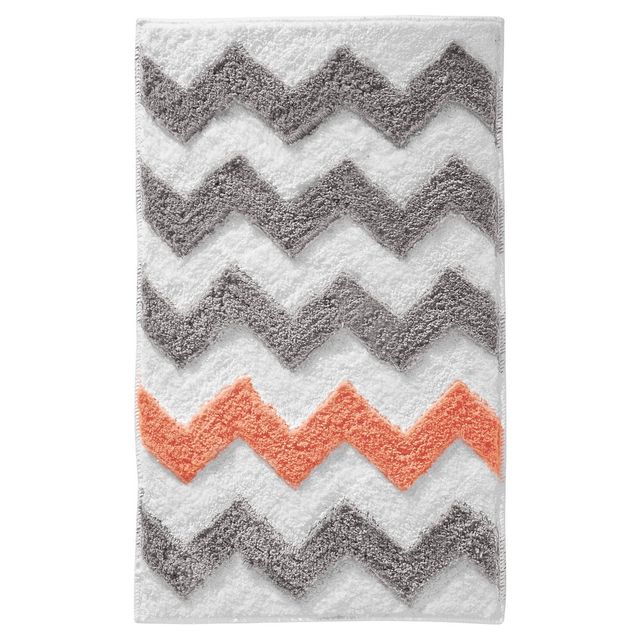 Microfiber Rectangular Chevron Rug  - iDESIGN: Polyester, Machine Washable, Non-Slip Backing