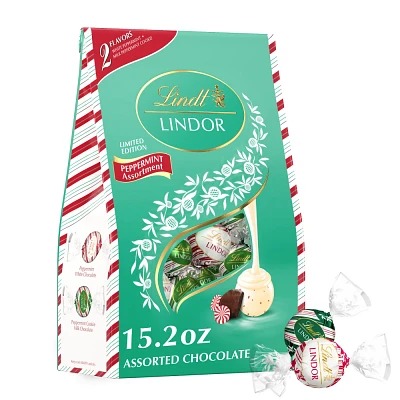 Lindt LINDOR Christmas Assorted Peppermint Chocolate Candy Truffles - 15.2oz