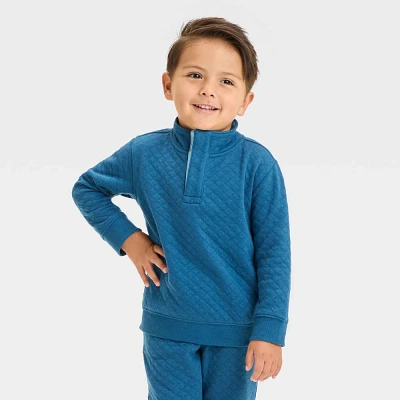 Toddler Boy Quilted Mock Neck Pullover Sweathirt