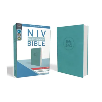 NIV, Value Thinline Bible, Large Print, Imitation Leather, Blue - by Zondervan (Leather Bound)