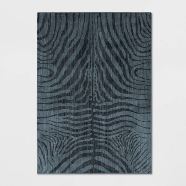 66X10 Zebra Stripe Woven Area Rug Blue - Threshold