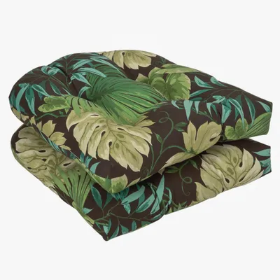 Outdoor 2-Piece Chair Cushion Set - Brown/Green Floral