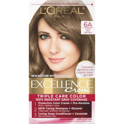 LOreal Paris Excellence Triple Protection Permanent Hair Color - 6.3 fl oz - 6A Light Ash Brown - 1 Kit