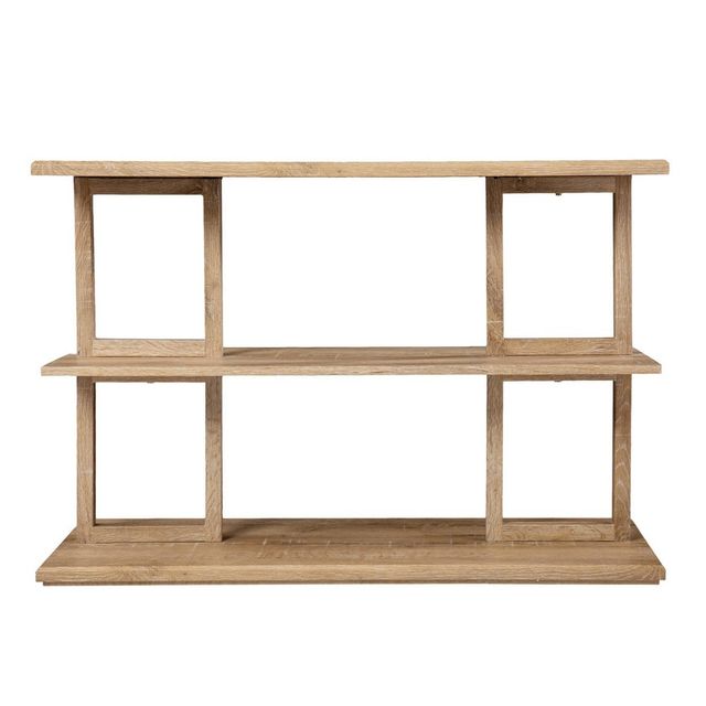 Aylbath Geometric Console Table Natural - Aiden Lane: Veneer Finish, Iron Frame, MDF Top, Fixed Shelf