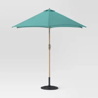 9 Round Outdoor Patio Market Umbrella  with Faux Wood Pole - Threshold