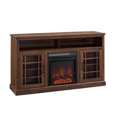 Gertie Transitional Highboy with Electric Fireplace, Media Storage, Up to 65 TV - Saracina Home