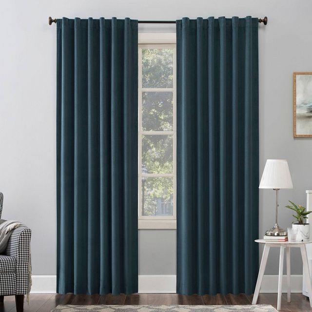 50x96 Sun Zero 100% Blackout Amherst Velvet Noise Reducing Thermal Curtain Panel Teal