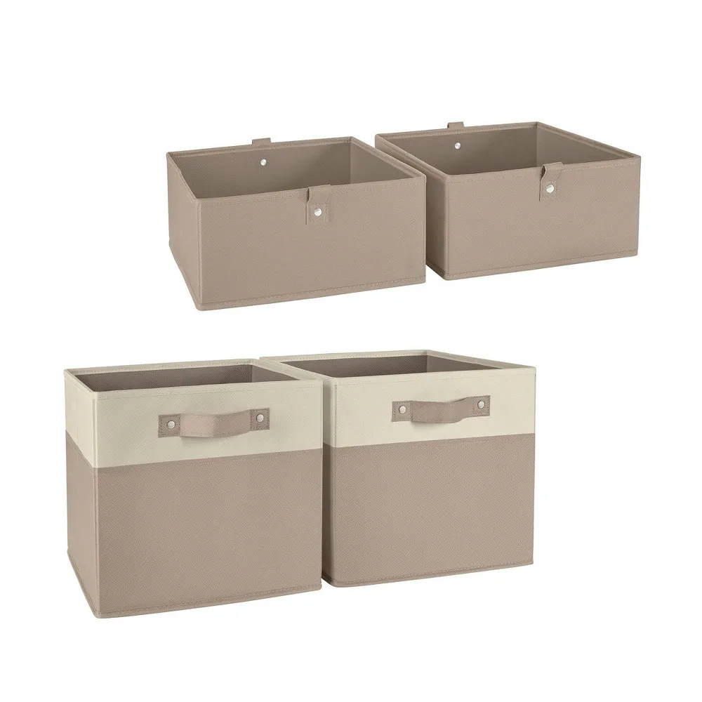 4pc Kids Folding Storage Bin Set Taupe - RiverRidge Home