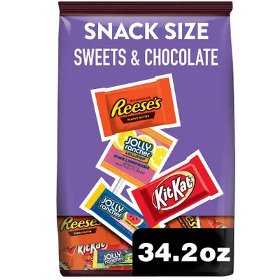 Reeses, Kit Kat and Jolly Rancher Sweets and Chocolate Snack Size Candy Variety Pack - 34.19oz