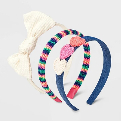 Girls 3pk Crochet Hearts Headband - Cat & Jack