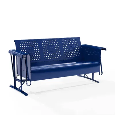 Bates Outdoor Metal Sofa Glider - Navy - Crosley: 3-Person Seating, UV-Resistant, Steel Frame Patio Sofas