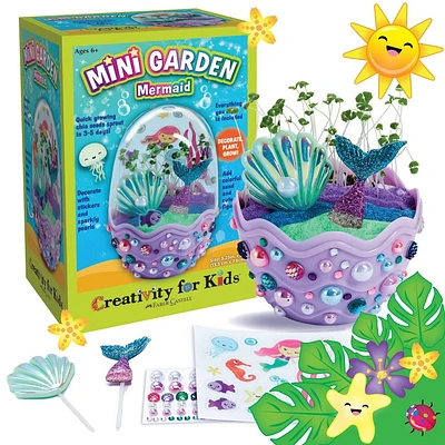 Creativity For Kids Mini Garden Mermaid Craft Kit: Terrarium Art Set with Seeds & Stickers for Kids 6+