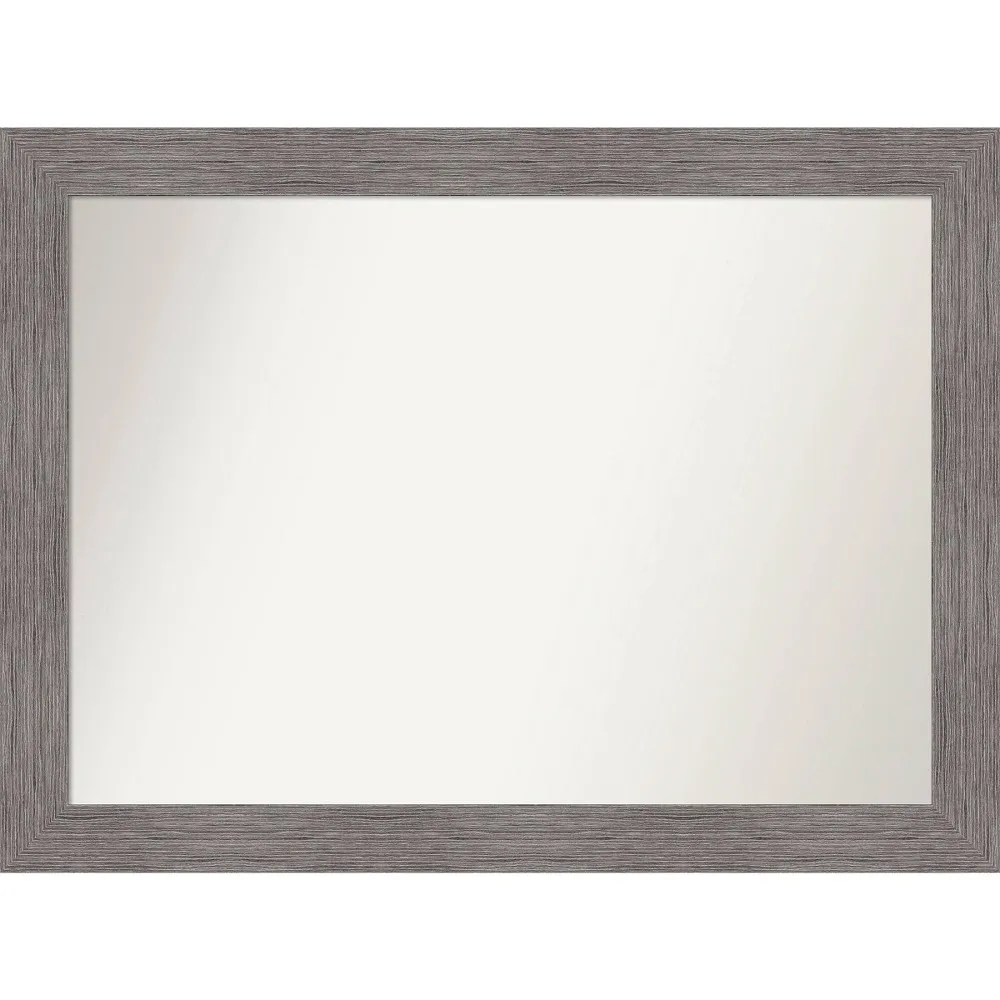 44 x 33 Non-Beveled Pinstripe Plank Gray Wall Mirror - Amanti Art