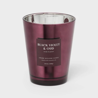 20oz Purple Metallic Jar Candle Black Violet and Oud - Threshold