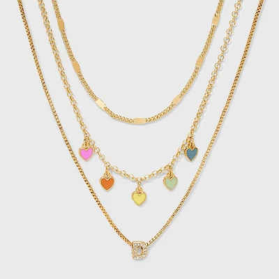 Girls D Initial with Multi Hearts Necklace Set - art class