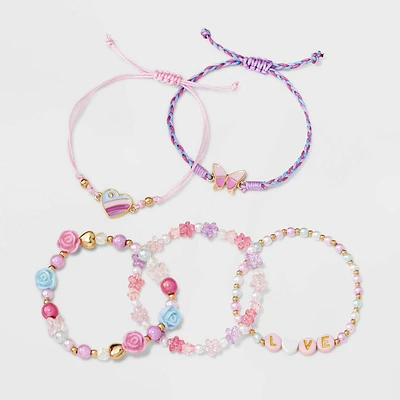 Girl 5pk Love Beaded Bracelet Set - Cat & Jack /Blue