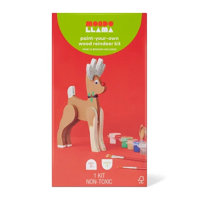 Christmas Craft Paint-Your-Own Wood Reindeer Kit- Mondo Llama