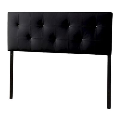 King Dalini Modern and Contemporary Faux Leather Headboard with Faux Crystal Buttons Black - Baxton Studio