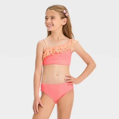 Girls Seashells by the Seashore Solid Bikini Set - Cat & Jack Peach Orange