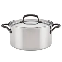 KitchenAid 6qt 5-Ply Clad Stainless Steel Induction Stockpot with Lid Silver