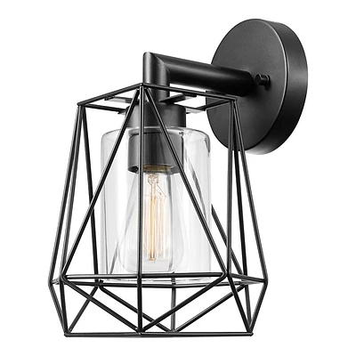 Globe Electric Sansa 1-Light 11.9 Metal Indoor Outdoor Wall Sconce Black