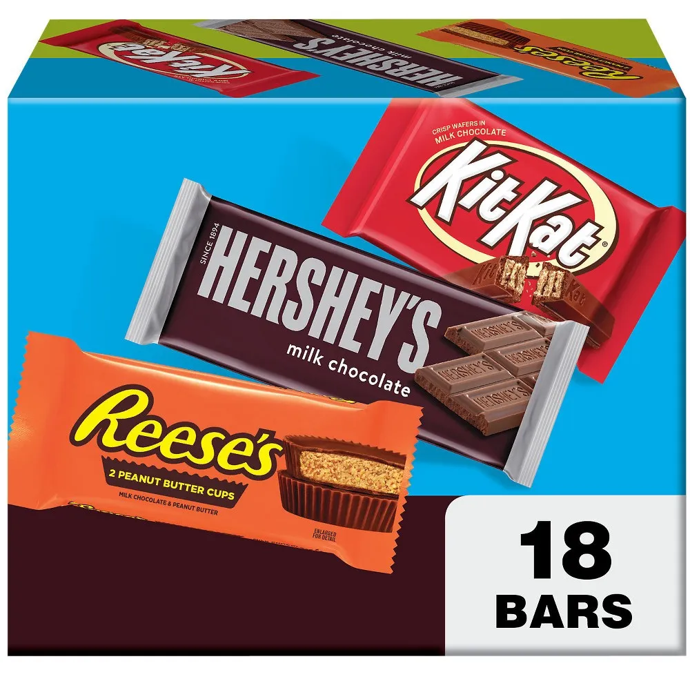Hersheys Reeses, Hersheys and Kit Kat Milk Chocolate Candy Bars Variety Pack  - 18ct