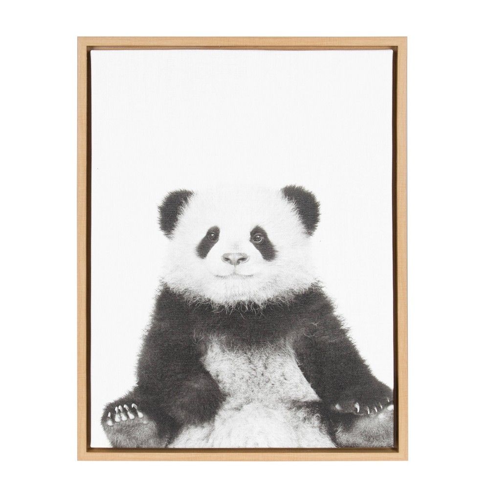 18 x 24 Sylvie Panda Framed Canvas by Simon Te Tai Natural: Je Taime, Modern Wall Art - Kate and Laurel