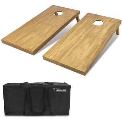 GoSports Light Wood Stain Cornhole Toss Game Set