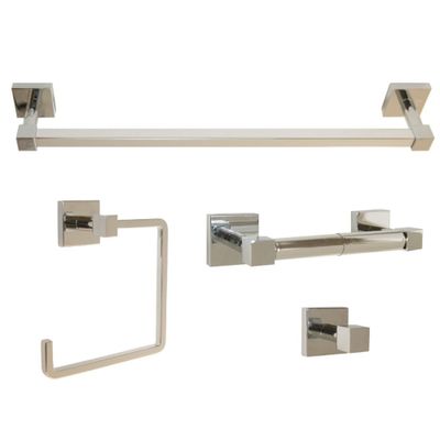 4pc Karsen Bathroom Accessory Kit  - Design House: Includes Towel Ring, Robe Hook, Metal Construction