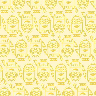 Minions Line Art Yellow Kids Peel and Stick Wallpaper