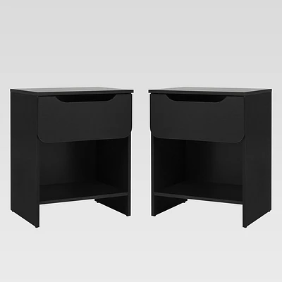 Saracina Home Set of 2 Modern 1 Drawer Wood Storage Nightstand