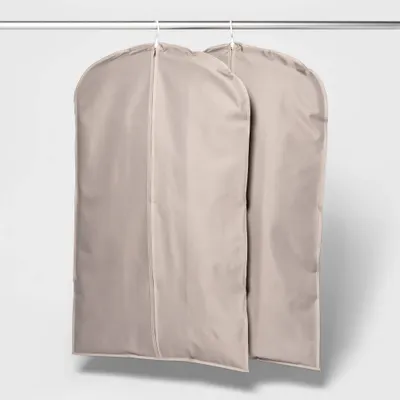 2pk Suit Protector 40 Garment Bag Gray - Room Essentials