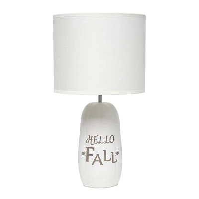 Simple Designs 17.88 Cozy Autumn Hello Fall Pumpkin-Shaped Table Lamp with  Drum Shade