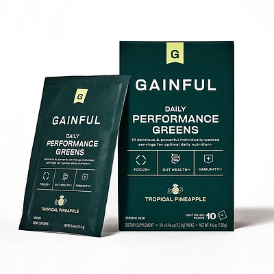 Gainful Performance Greens Stick Packs - Tropical Pineapple - 10ct