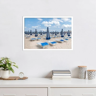 Amanti Art Italian Beach Umbrellas by Richard Silver Wood Framed Wall Art Print