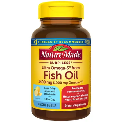 Nature Made Burp Less Ultra Omega 3 Fish Oil Supplements 1400 mg Omega 3 Softgels