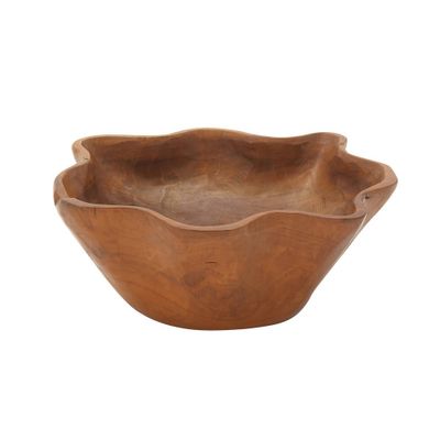 6 x 14 Natural Brown Teak Wood Bowl Brown - Olivia & May: Handcrafted, Bohemian Style, Tabletop Decor