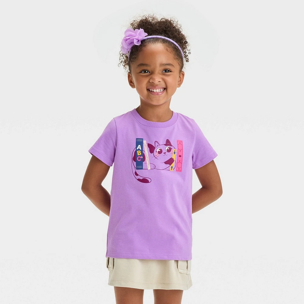 Toddler Girls Short Sleeve Cat Graphic T-Shirt