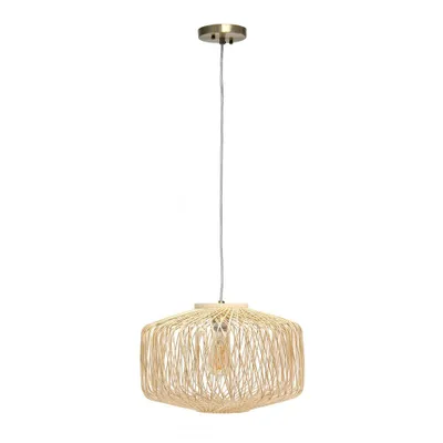 Elegant Designs Natural Round Pendant Ceiling Light Beige: UL Listed, Rattan Chandelier, 60W, Adjustable Height